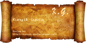 Kunyik Gyula névjegykártya