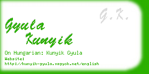 gyula kunyik business card